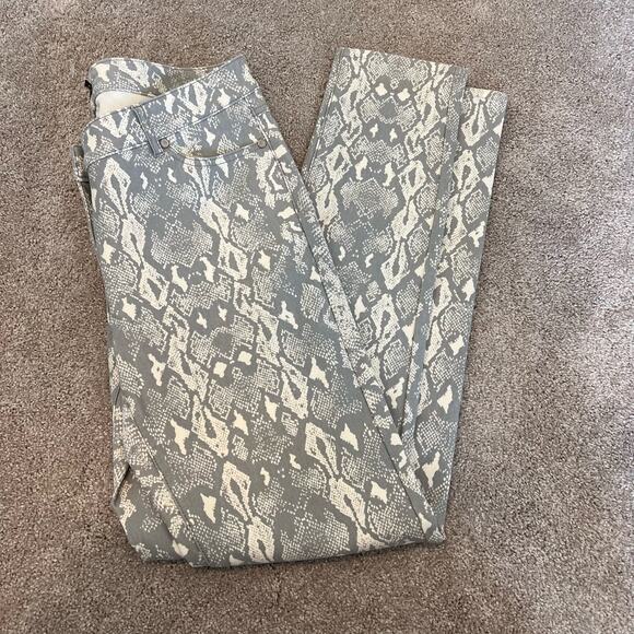 J. McLaughlin Denim - J McLaughlin Women's Snakeskin Skinny Jean Cream and Grey Size‎ 8